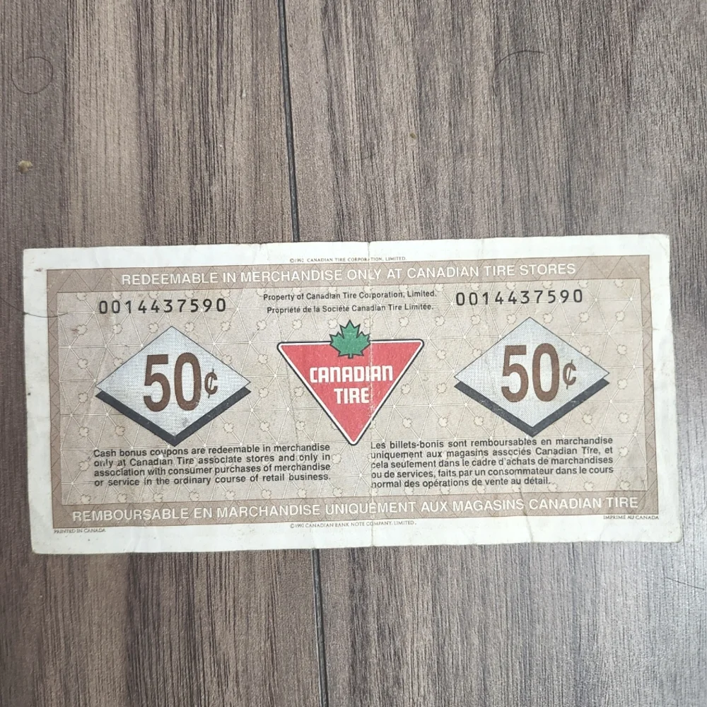 🔥Canadian Tire Money, 50 Cents Bill - Picture 2 of 2